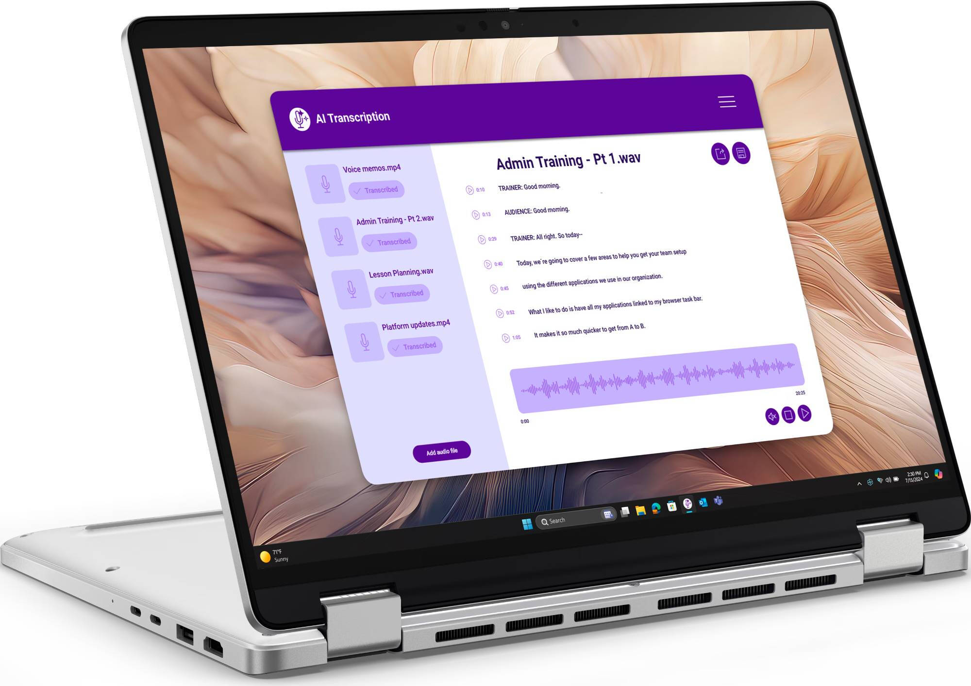 Dell Pro 2 in 1 laptop folded to look like a tablet resting on the keyboard